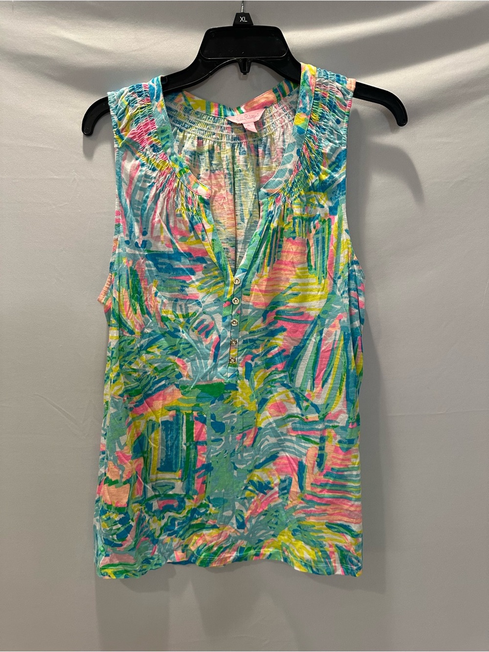 Lilly Pulitzer Multicolor Tropical Print Sleeveless Henley Camisole